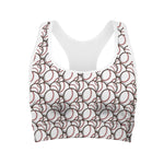 Baseballs Pattern Print Women's Sports Bra