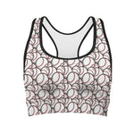 Baseballs Pattern Print Women's Sports Bra