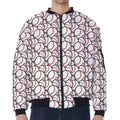 Baseballs Pattern Print Zip Sleeve Bomber Jacket