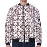 Baseballs Pattern Print Zip Sleeve Bomber Jacket