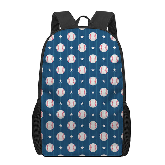 Baseballs Star Pattern Print 17 Inch Backpack