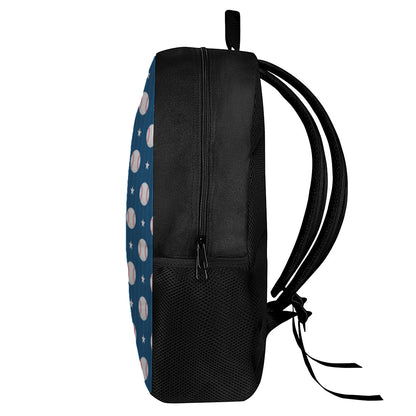 Baseballs Star Pattern Print 17 Inch Backpack