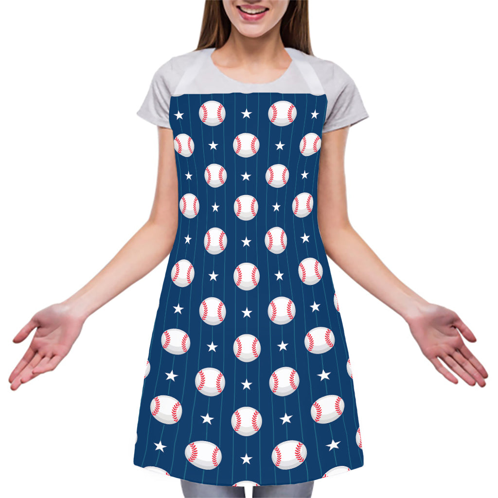 Baseballs Star Pattern Print Adjustable Apron