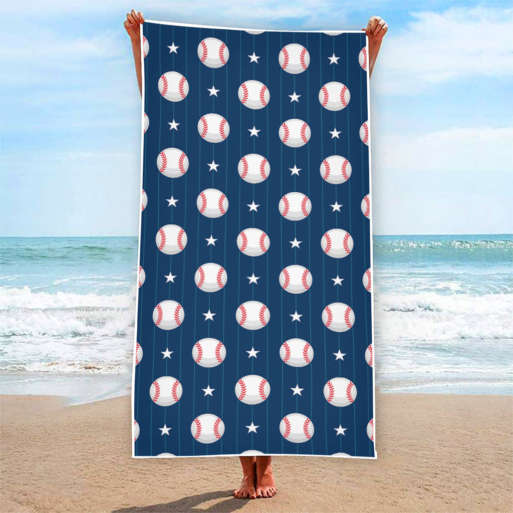 Baseballs Star Pattern Print Beach Towel