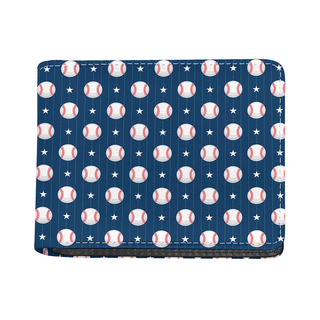 Baseballs Star Pattern Print Bifold Wallet