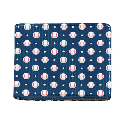 Baseballs Star Pattern Print Bifold Wallet