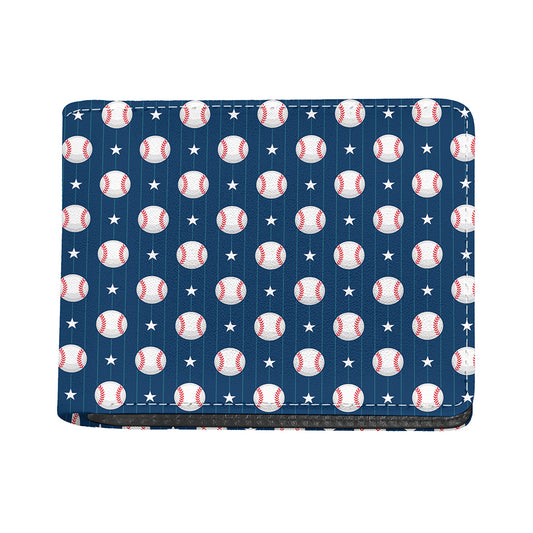Baseballs Star Pattern Print Bifold Wallet