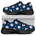 Baseballs Star Pattern Print Black Chunky Shoes