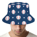 Baseballs Star Pattern Print Bucket Hat