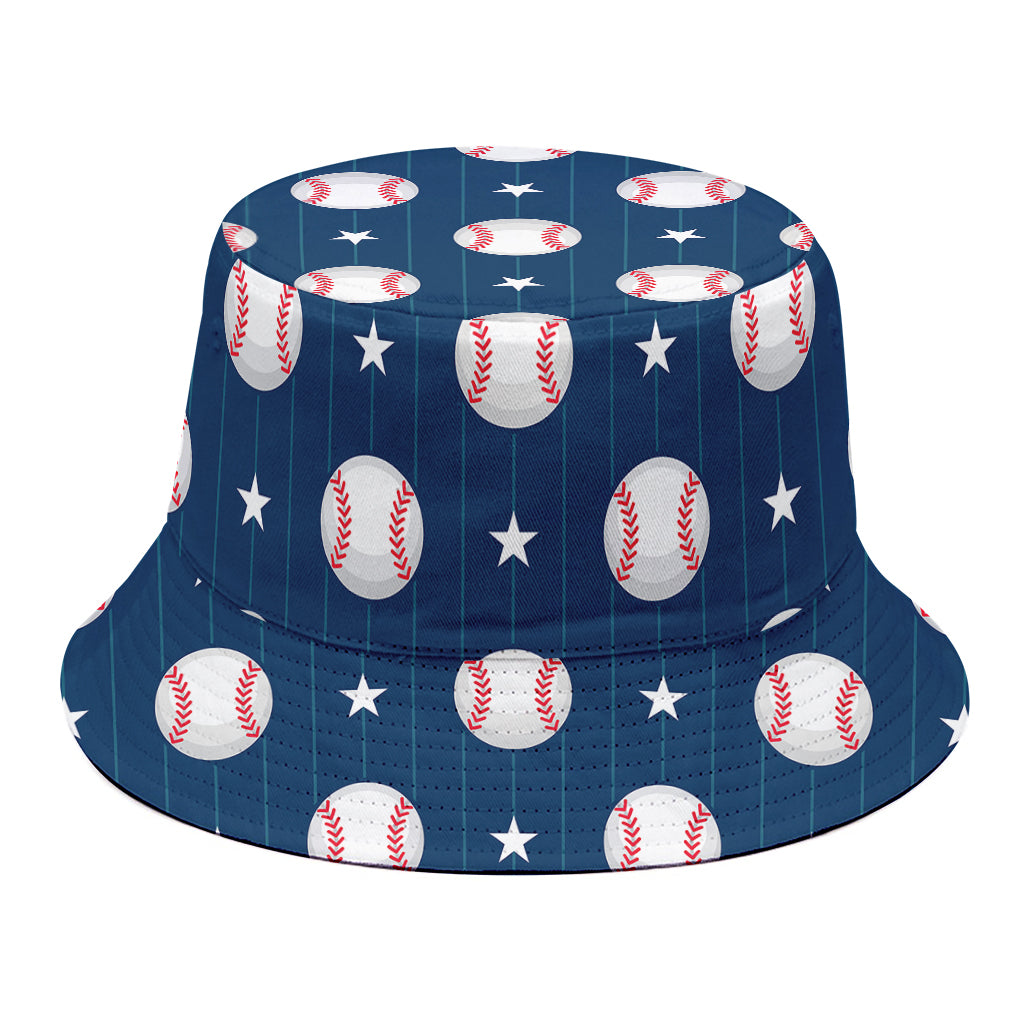 Baseballs Star Pattern Print Bucket Hat