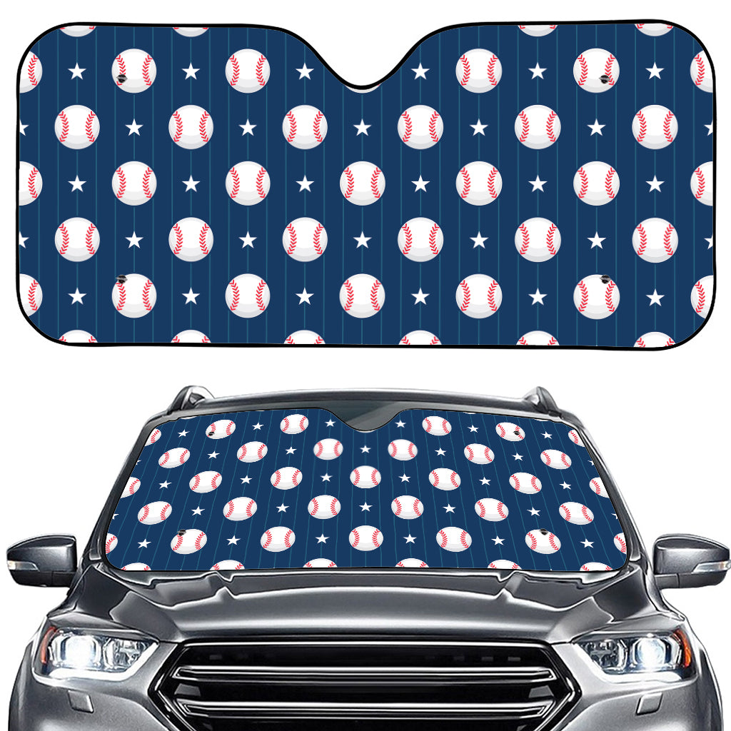 Baseballs Star Pattern Print Car Windshield Sun Shade