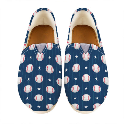 Baseballs Star Pattern Print Casual Shoes
