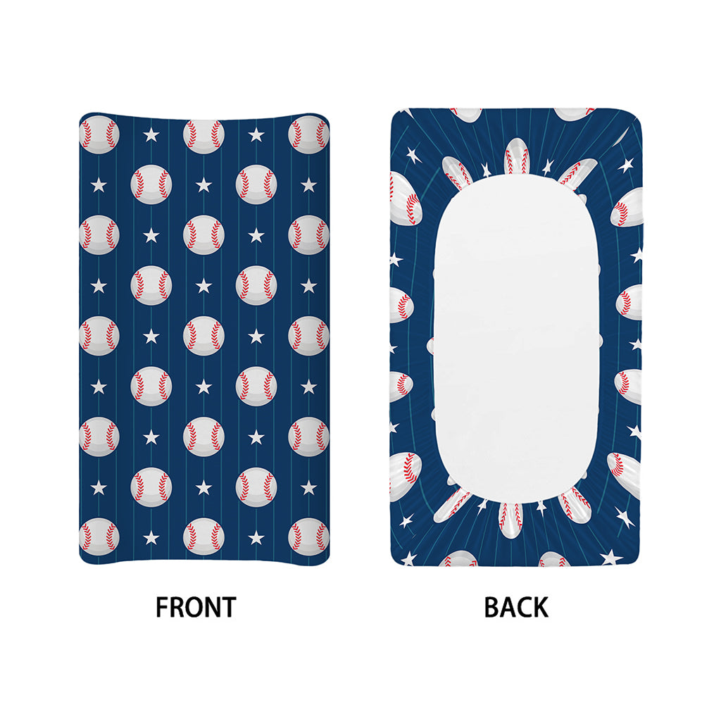 Baseballs Star Pattern Print Changing Pad Cover
