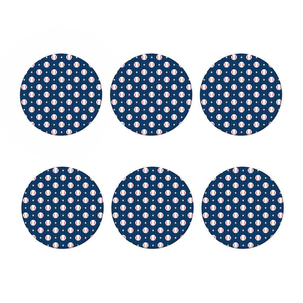 Baseballs Star Pattern Print Coaster Set