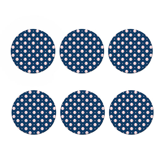 Baseballs Star Pattern Print Coaster Set