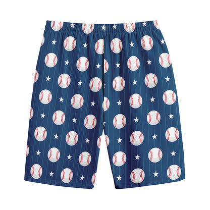 Baseballs Star Pattern Print Cotton Shorts