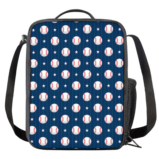 Baseballs Star Pattern Print Crossbody Lunch Bag