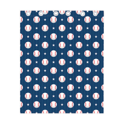 Baseballs Star Pattern Print Curtain