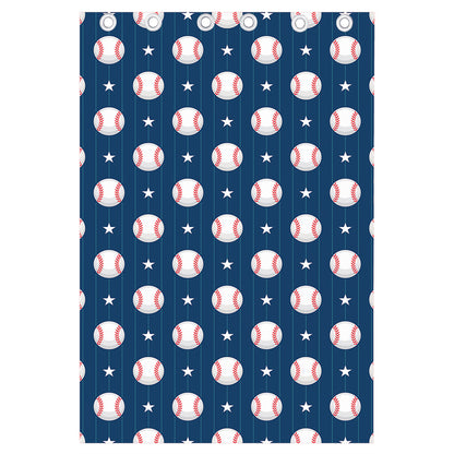 Baseballs Star Pattern Print Curtain