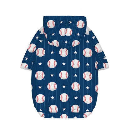 Baseballs Star Pattern Print Dog Zip Up Hoodie