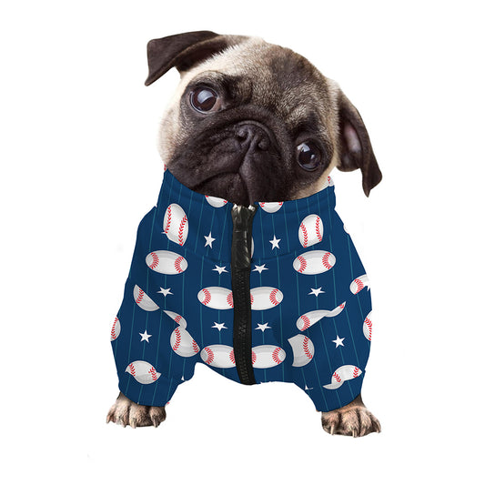 Baseballs Star Pattern Print Dog Zip Up Jacket