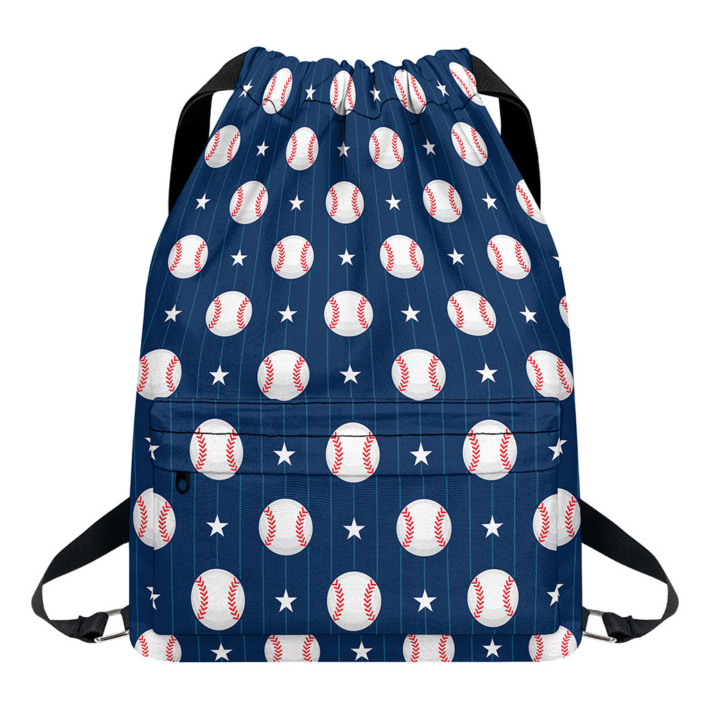 Baseballs Star Pattern Print Drawstring Backpack