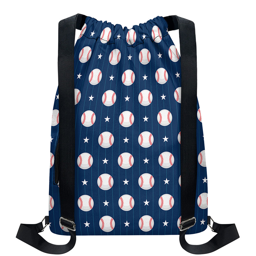 Baseballs Star Pattern Print Drawstring Backpack