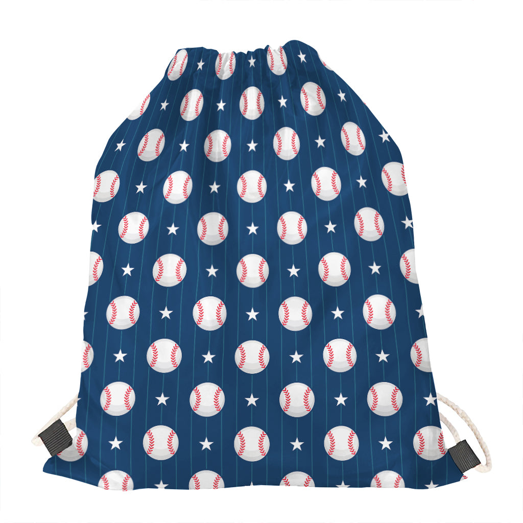 Baseballs Star Pattern Print Drawstring Bag