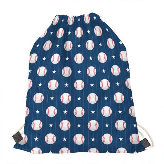 Baseballs Star Pattern Print Drawstring Bag