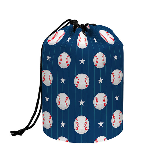 Baseballs Star Pattern Print Drawstring Makeup Bag