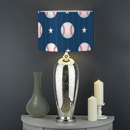 Baseballs Star Pattern Print Drum Lamp Shade