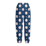 Baseballs Star Pattern Print Fleece Lined Knit Pants
