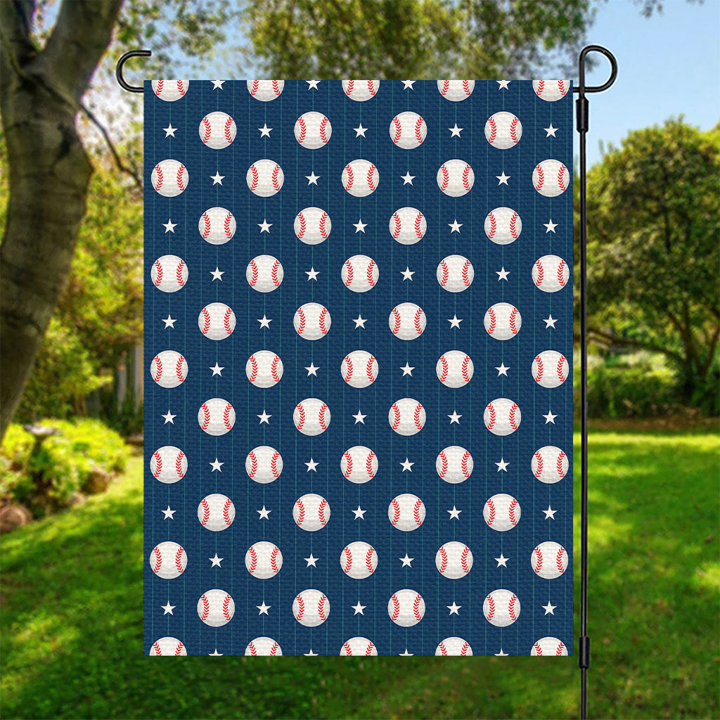 Baseballs Star Pattern Print Garden Flag