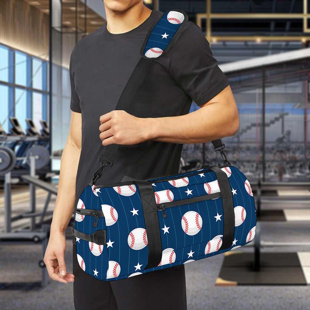 Baseballs Star Pattern Print Gym Bag