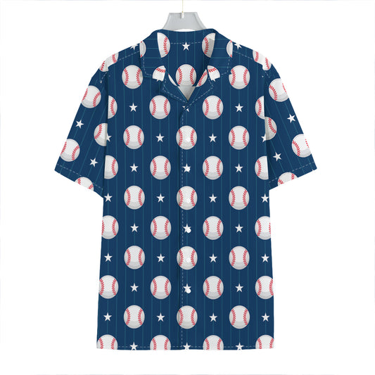 Baseballs Star Pattern Print Hawaiian Shirt