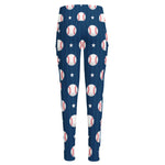 Baseballs Star Pattern Print High-Waisted Pocket Leggings