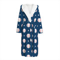 Baseballs Star Pattern Print Hooded Bathrobe