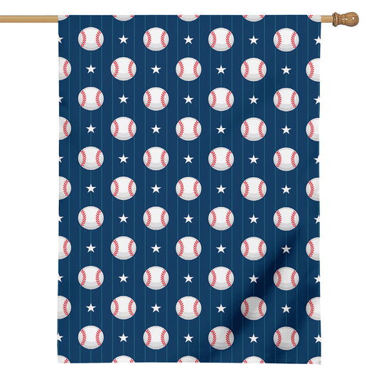 Baseballs Star Pattern Print House Flag