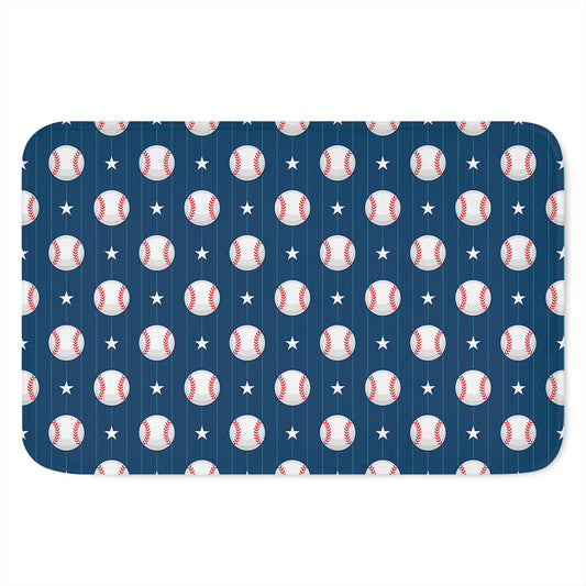 Baseballs Star Pattern Print Indoor Door Mat