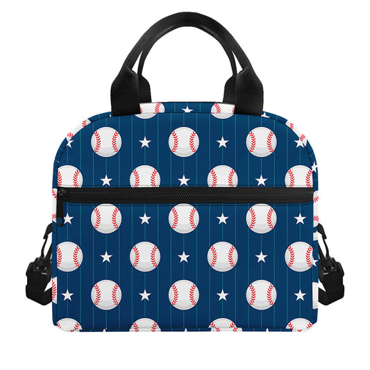 Baseballs Star Pattern Print Insulated Lunch Bag