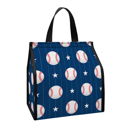 Baseballs Star Pattern Print Insulated Lunch Tote
