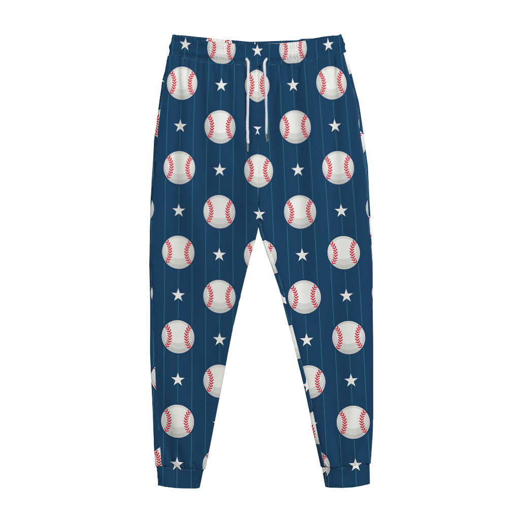Baseballs Star Pattern Print Jogger Pants