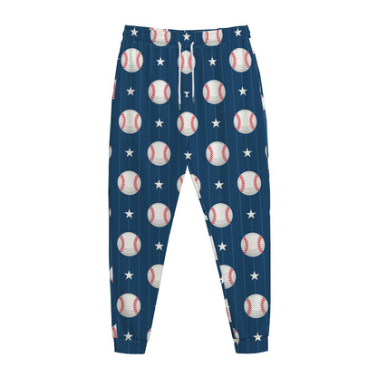 Baseballs Star Pattern Print Jogger Pants