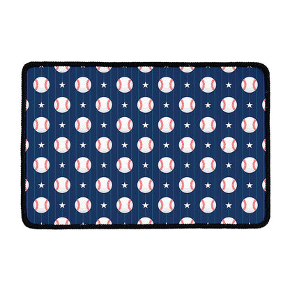 Baseballs Star Pattern Print Kitchen Mat
