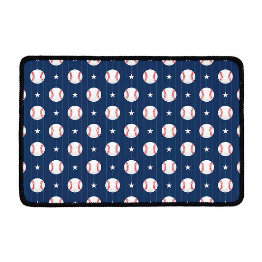 Baseballs Star Pattern Print Kitchen Mat