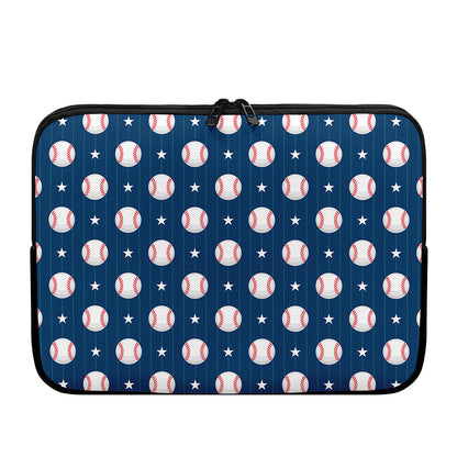 Baseballs Star Pattern Print Laptop Sleeve