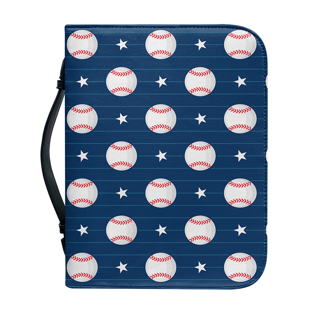 Baseballs Star Pattern Print Leather Bible Cover
