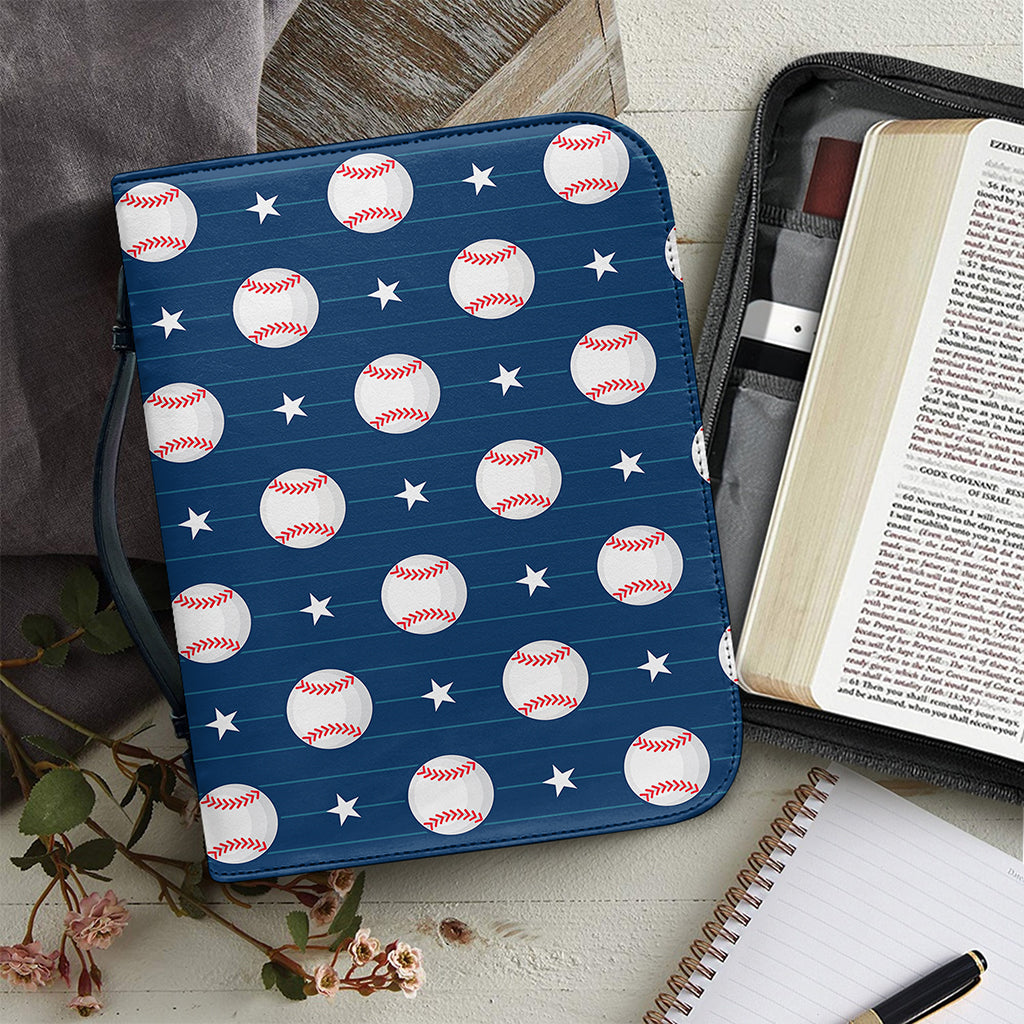 Baseballs Star Pattern Print Leather Bible Cover