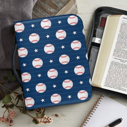 Baseballs Star Pattern Print Leather Bible Cover