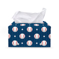 Baseballs Star Pattern Print Leather Tissue Box Cover